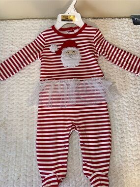 chick pea Red and White Striped Santa Tutu One-Piece